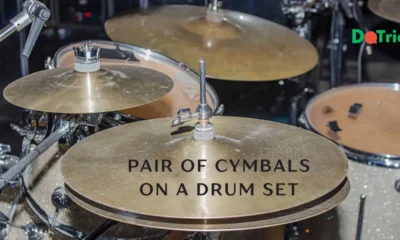 pair of cymbals on a drum set